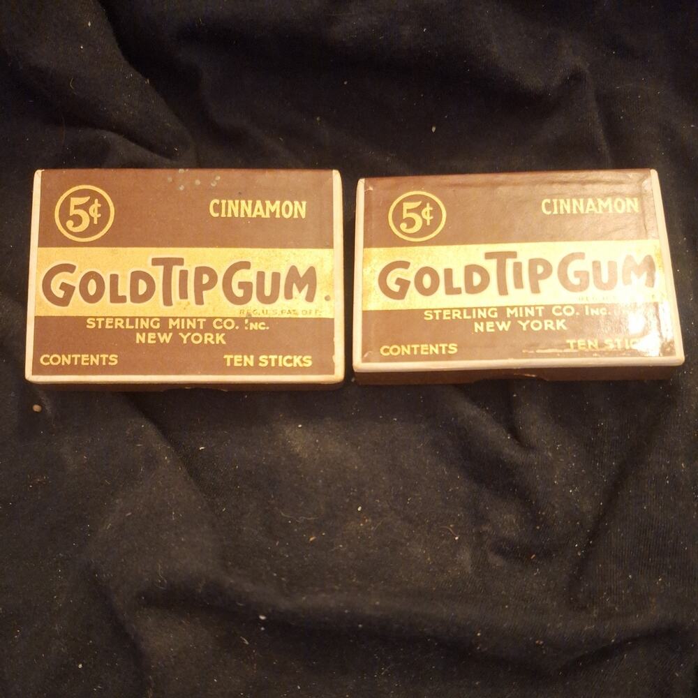 2 VTG Gold Tip cigarette Gum Box Cinnamon